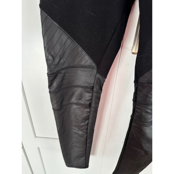 TAG Elemental Moto Leggings Black Faux Leather Panels‎ Small S USA Made - Picture 2 of 6